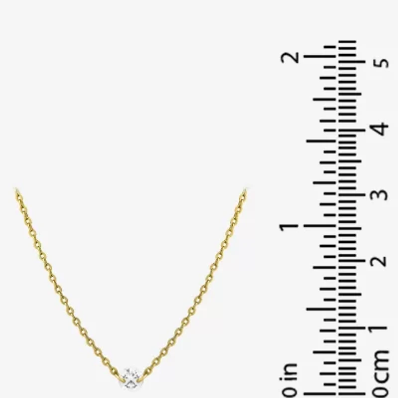 Silver Treasures Delicates Womens Cubic Zirconia 14K Gold Over Brass Round 16 Inch Pendant Necklace