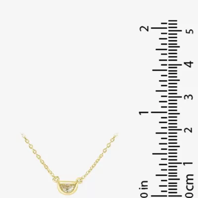 Silver Treasures Delicates Semi Circle Womens Cubic Zirconia 14K Gold Over Brass 16 Inch Pendant Necklace