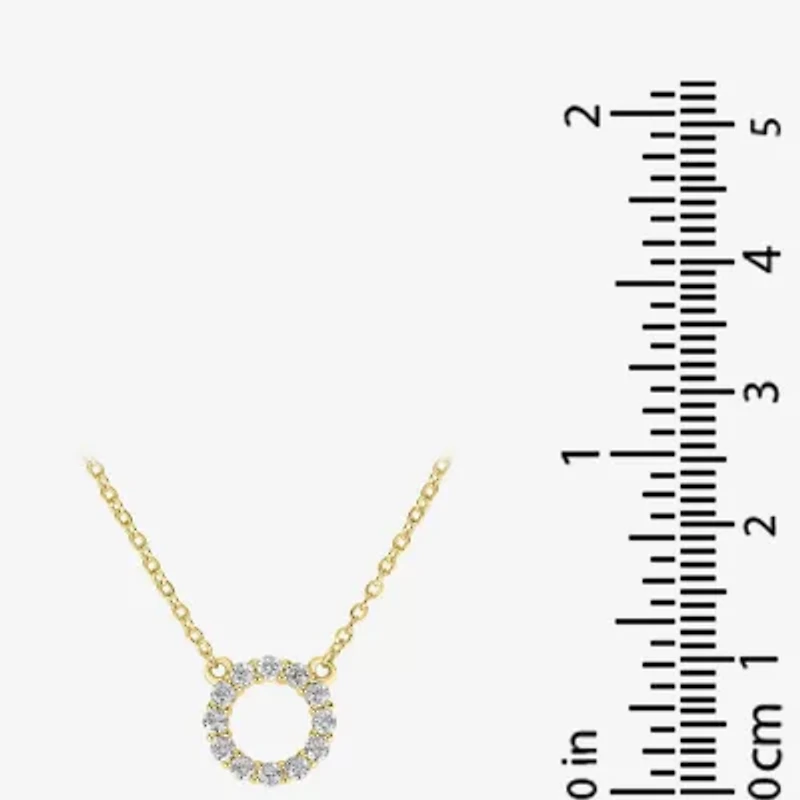 Silver Treasures Delicates Womens Cubic Zirconia 14K Gold Over Brass 18 Inch Pendant Necklace