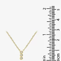 Silver Treasures Delicates 3 Stone Womens Cubic Zirconia 14K Gold Over Brass Bar 18 Inch Pendant Necklace