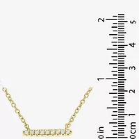 Silver Treasures Delicates Horizontal Womens Cubic Zirconia 14K Gold Over Brass Bar 16 Inch Pendant Necklace