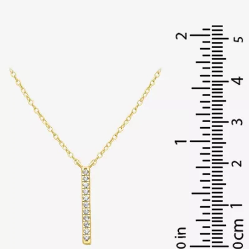 Silver Treasures Delicates Womens Cubic Zirconia 14K Gold Over Brass Bar 16 Inch Pendant Necklace