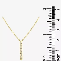 Silver Treasures Delicates Womens Cubic Zirconia 14K Gold Over Brass Bar 16 Inch Pendant Necklace