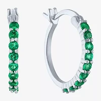 Lab Created Gemstone Sterling Silver 16mm Circle Hoop Earrings