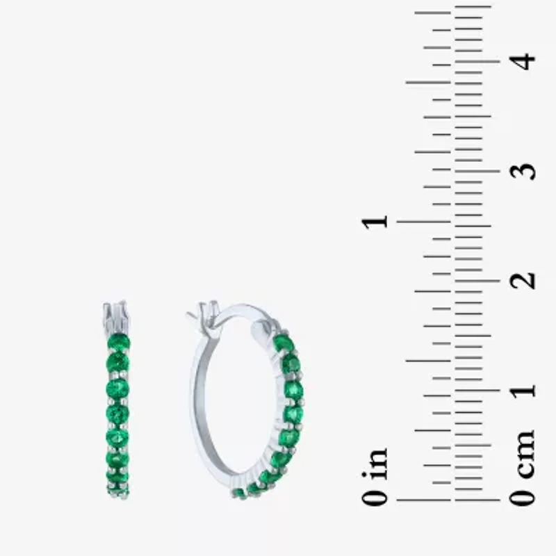Lab Created Gemstone Sterling Silver 16mm Circle Hoop Earrings