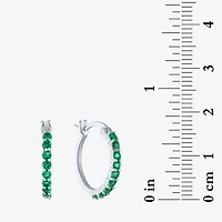 Lab Created Gemstone Sterling Silver 16mm Circle Hoop Earrings