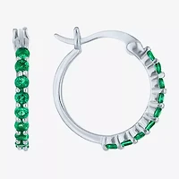 Lab Created Gemstone Sterling Silver 16mm Circle Hoop Earrings