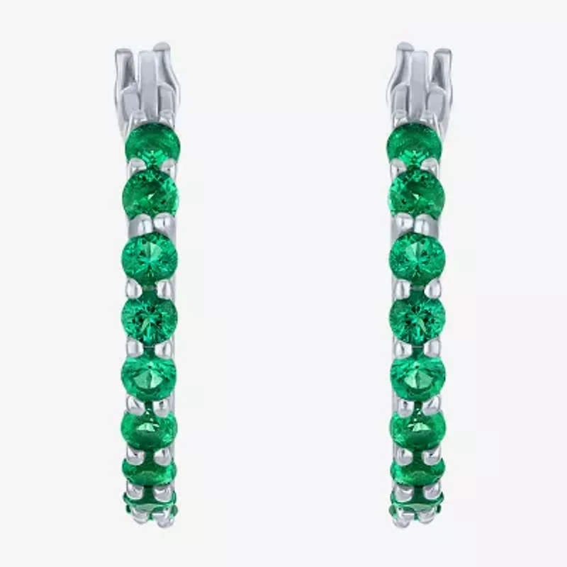 Lab Created Gemstone Sterling Silver 16mm Circle Hoop Earrings