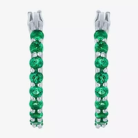 Lab Created Gemstone Sterling Silver 16mm Circle Hoop Earrings