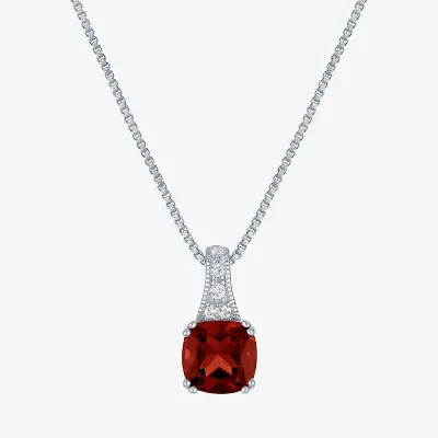 Gemstone Sterling Silver Cushion Pendant Necklace