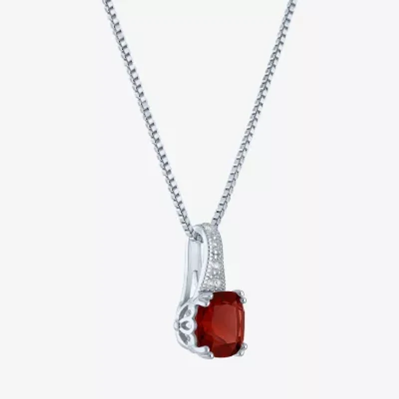 Gemstone Sterling Silver Cushion Pendant Necklace