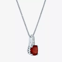 Gemstone Sterling Silver Cushion Pendant Necklace