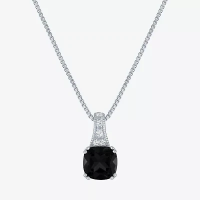 Gemstone Sterling Silver Cushion Pendant Necklace