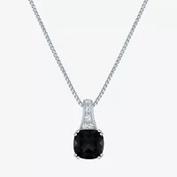 Gemstone Sterling Silver Cushion Pendant Necklace