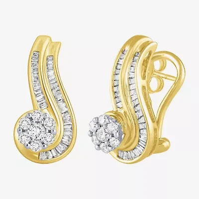 3/4 CT.T.W. Natural Diamond 10K Gold Swirl Earrings