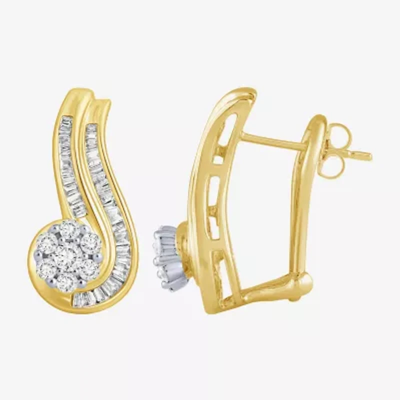 3/4 CT.T.W. Natural Diamond 10K Gold Swirl Earrings