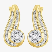 3/4 CT.T.W. Natural Diamond 10K Gold Swirl Earrings