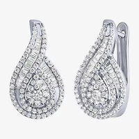 Diamond Blossom Womens 1 CT. T.W. Natural White Diamond 10K White Gold Pear Drop Earrings