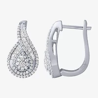Diamond Blossom Womens 1 CT. T.W. Natural White Diamond 10K White Gold Pear Drop Earrings