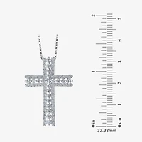 H-I / I1) Womens 1 1/ CT. T.W. Lab Grown White Diamond 10K White Gold Cross 18 Inch Pendant Necklace