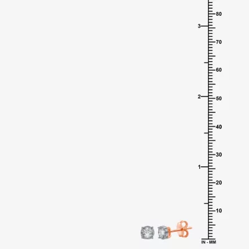 1/3 CT. T.W. Natural White Diamond 10K Rose Gold 5.3mm Round Stud Earrings