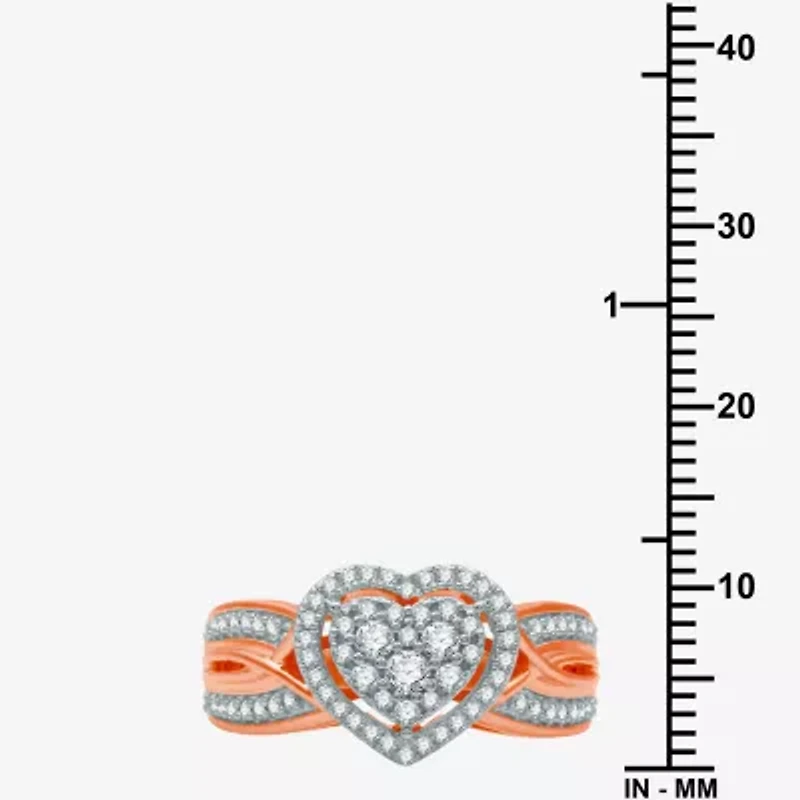 I Said Yes (H-I / I1) Womens 1/2 CT. T.W. Lab Grown White Diamond Sterling Silver Heart Side Stone Halo Engagement Ring