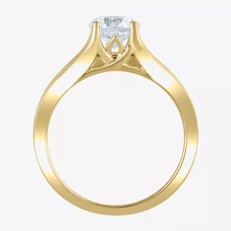 (G / Si2) Womens 2 CT. T.W. Lab Grown White Diamond 10K Gold Round Side Stone Bridal Set