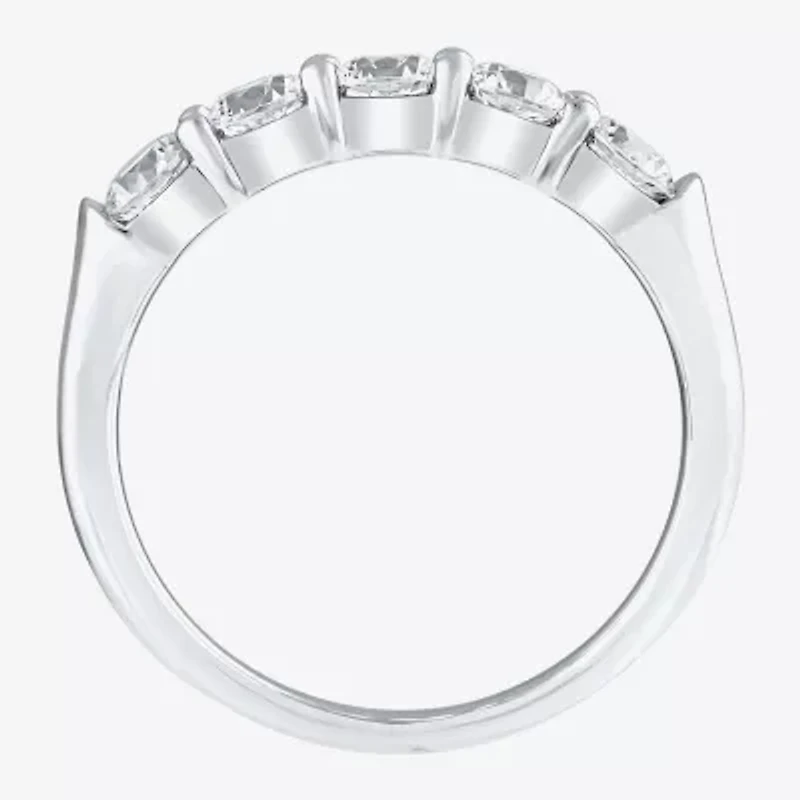 (H-I / I1) Womens 1 CT. T.W. Lab Grown White Diamond 10K Gold 5-Stone Wedding Band