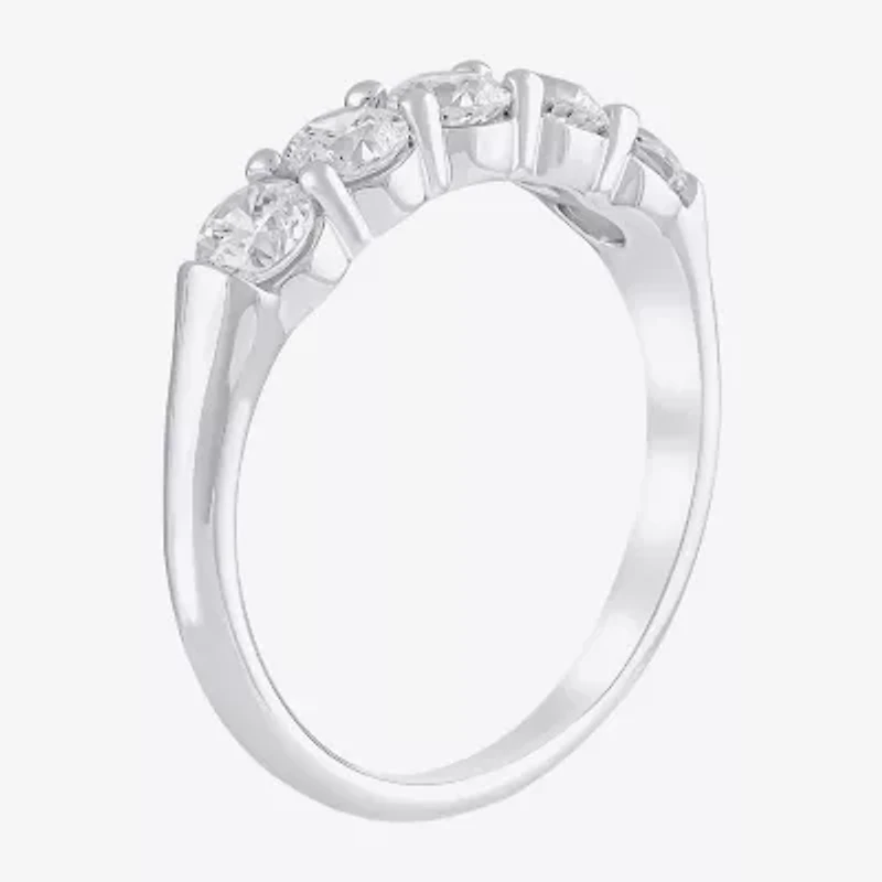 (H-I / I1) Womens 1 CT. T.W. Lab Grown White Diamond 10K Gold 5-Stone Wedding Band