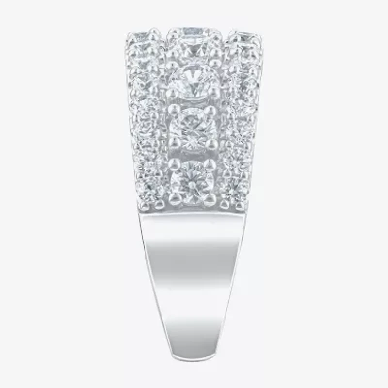 (H-I / I1) Womens 2 CT. T.W. Lab Grown White Diamond 10K Gold Anniversary Band
