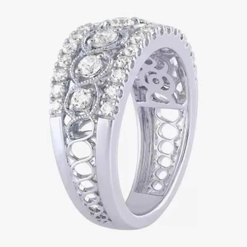 (G / Si2) Womens 9M 1 CT. T.W. Lab Grown White Diamond 10K Gold Anniversary Band