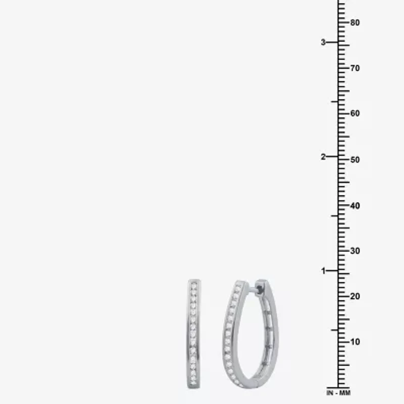 Womens 1/2 CT. T.W. Lab Grown White Diamond Sterling Silver 23.8mm Hoop Earrings