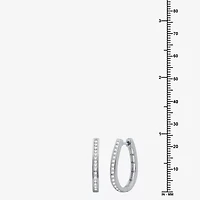 Womens 1/2 CT. T.W. Lab Grown White Diamond Sterling Silver 23.8mm Hoop Earrings