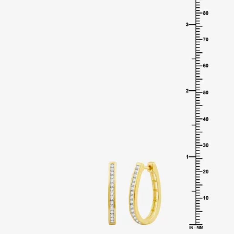 Womens 1/2 CT. T.W. Lab Grown White Diamond Sterling Silver 23.8mm Hoop Earrings