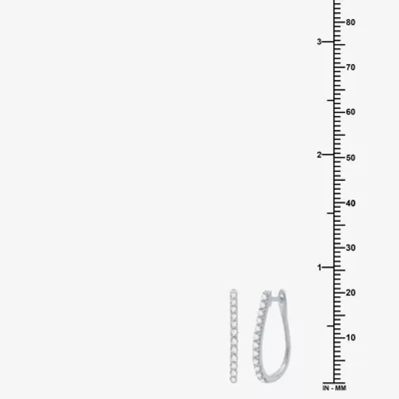 Womens 1/2 CT. T.W. Lab Grown White Diamond Sterling Silver 21mm Hoop Earrings