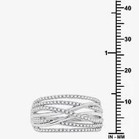 Womens /2 CT. T.W. Lab Grown White Diamond Sterling Silver Crossover Band
