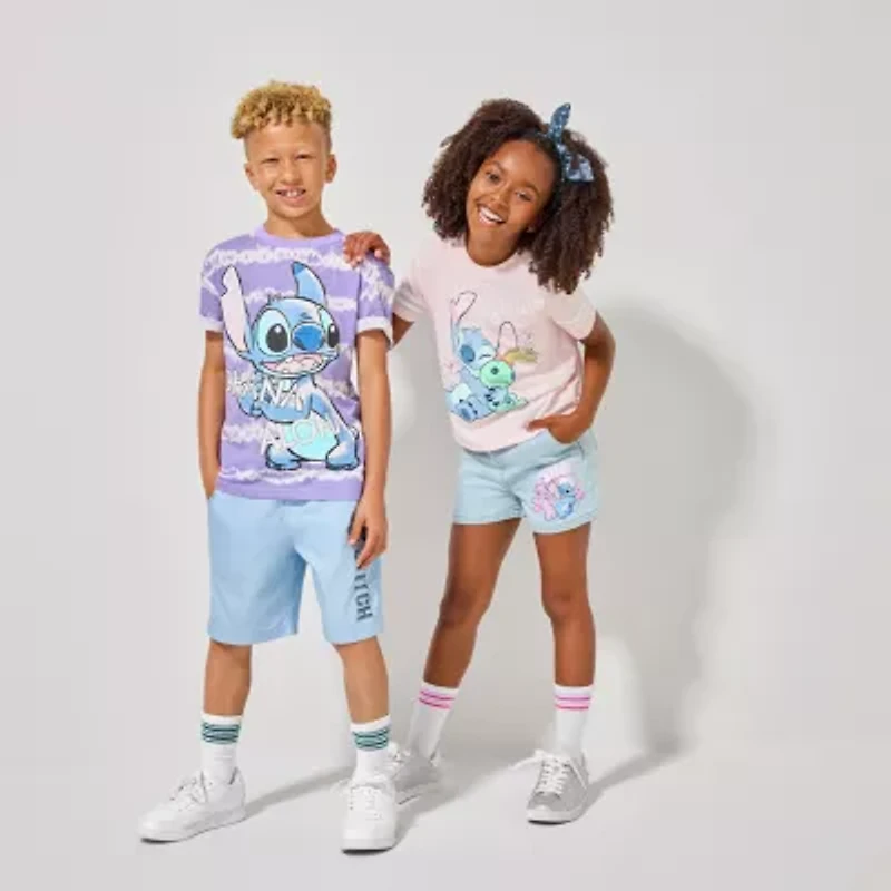 Disney Collection Little & Big Kid Girls Lilo Stitch Denim Short