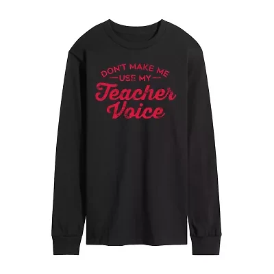 Mens Long Sleeve Teacher Graphic T-Shirt