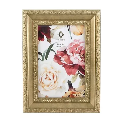 Concepts In Time 4 X 6 Gold Flower Beveled Resin 1-Opening Tabletop Frame