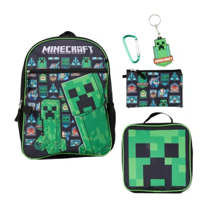 Licensed Minecraft Collage 5 Piece Backpack Set