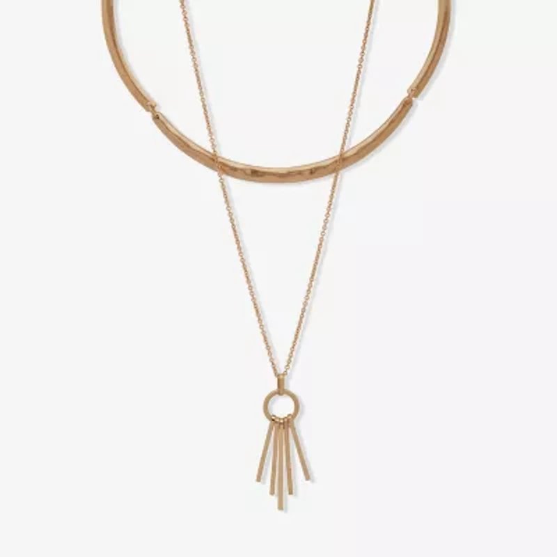 a.n.a Gold Tone Womens Inch Strand Necklace