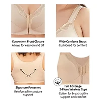 Exquisite Form® Women's FULLY Wireless Cotton Back & Posture Support Bra with Front Closure Lace- 5100531