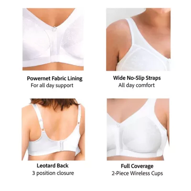 Exquisite Form® Women's FULLY Slimming Wireless Full-Coverage Bra with Back Closure & Lace- 5100548