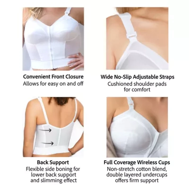 Exquisite Form®  Women's FULLY Slimming Wireless Back & Posture Support Longline Bra with Front Closure- 5107530