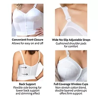Exquisite Form®  Women's FULLY Slimming Wireless Back & Posture Support Longline Bra with Front Closure- 5107530