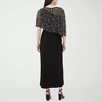 MSK Womens Embellished Short Sleeve Evening Gown