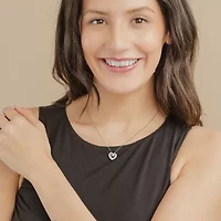 (G/Si2) Womens 1/4 CT. T.W. Lab Grown White Diamond 10K Gold Heart 18 Inch Pendant Necklace