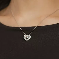 (G/Si2) Womens 1/4 CT. T.W. Lab Grown White Diamond 10K Gold Heart 18 Inch Pendant Necklace