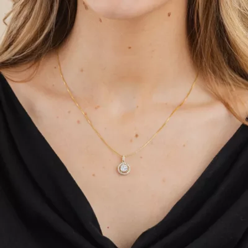 Womens 1/2 CT. T.W. Natural White Diamond 14K or Yellow Gold Round Pendant Necklace