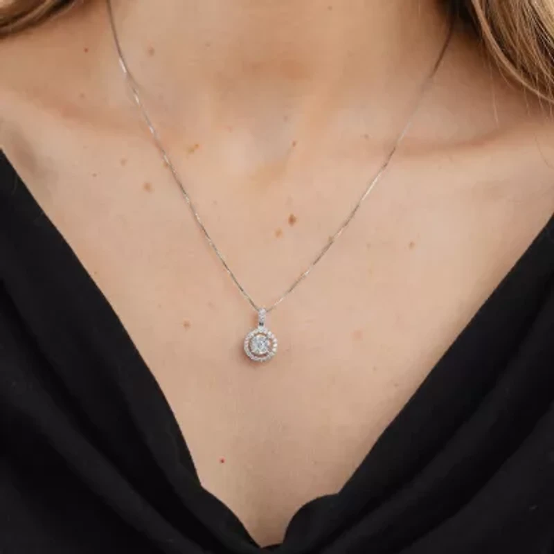 Womens 1/2 CT. T.W. Natural White Diamond 14K or Yellow Gold Round Pendant Necklace